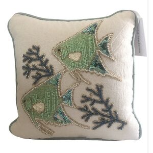 COASTAL COLLECTION | Beaded Sequins Fish Decorative Throw Pillow